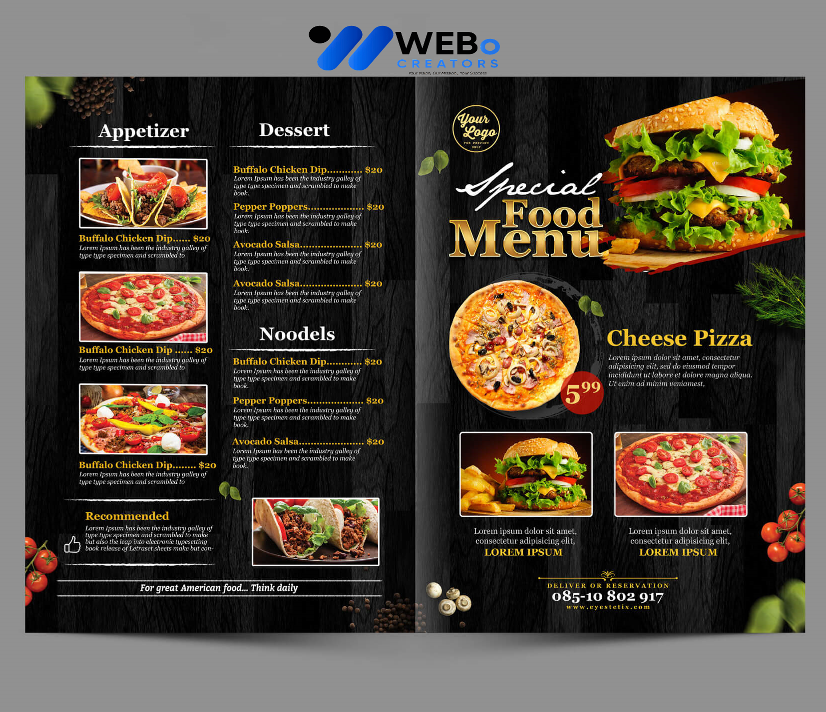 Modern restaurant menu design Lahore 2026 café menu layout food branding design services